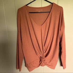 Women’s American Eagle Knot Front V Neck Long Sleeve Top